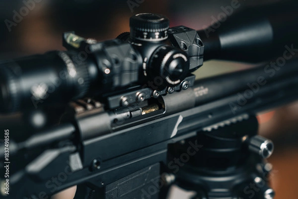 Obraz A sniper rifle scope with a round in the chamber.