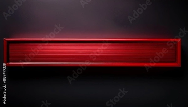 Fototapeta A Red Rectangular Bar With Darker Red Accents Against A Stark Black Backdrop
