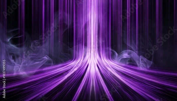 Fototapeta Abstract Vertical Purple Light Streaks And Ethereal Smoke Patterns Create A Mystical And Otherworldly Background With A Dark And Moody Atmosphere