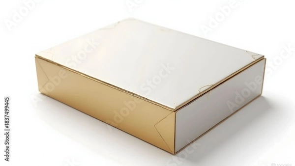 Obraz Glossy Blank Luxury Box with Gold Foil Edge Mockup, Isolated on White
