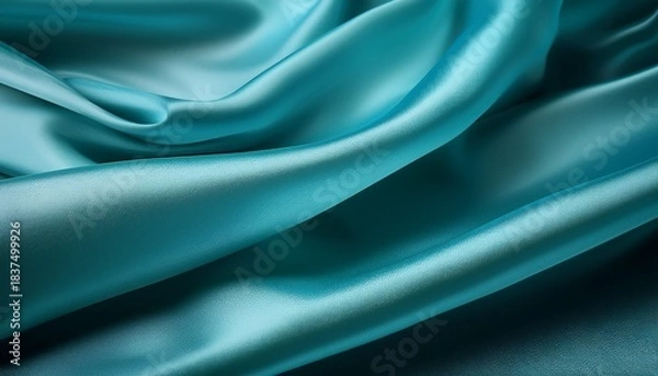 Fototapeta Smooth Flowing Teal Fabric With Subtle Sheen And Soft Folds Creating A Sense Of Luxury And Elegance