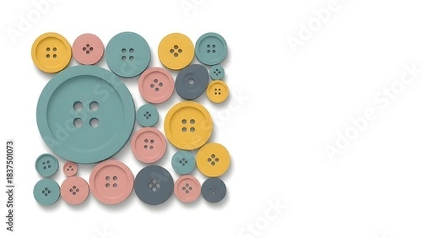 Fototapeta Colorful buttons arranged in an interesting and artistic pattern. 