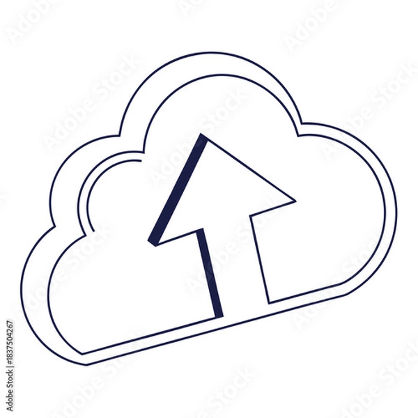 Obraz Cloud Upload Icon, Simple Line Art Style, Data Storage and Transfer Symbol