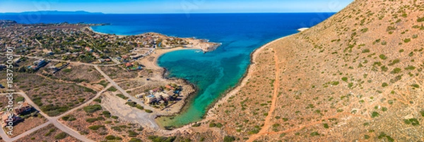 Obraz Aerial image of famous Stavros Zorbas beach, Crete Island, Greece, near Chania