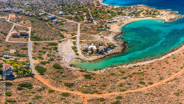 Obraz Aerial image of famous Stavros Zorbas beach, Crete Island, Greece, near Chania