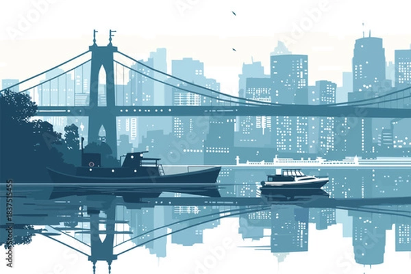 Obraz Majestic cityscape with a modern bridgef isolated