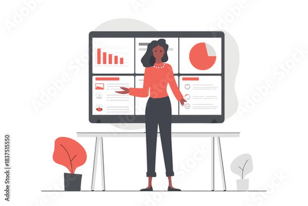 Obraz woman presenting slidesstic isolated