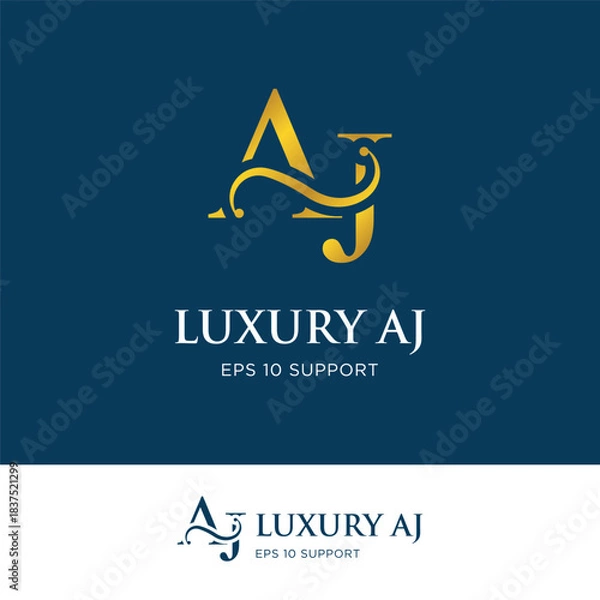 Obraz initial letter aj logo icon type with gold gradient color and swash