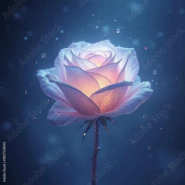 Obraz Pink rose on blue background