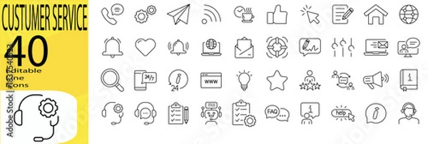 Fototapeta Editable stroke customer support icon set