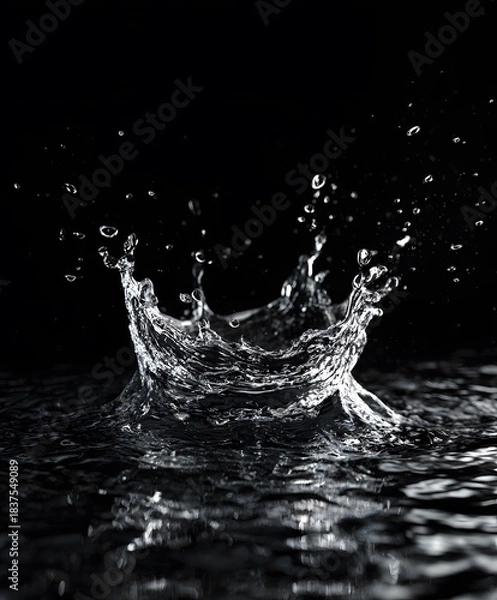 Obraz Dynamic High-Speed Water Splash Overlay on Black Background for Dramatic Visual Effects