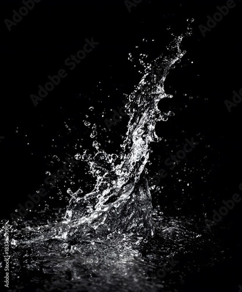 Obraz Dynamic High-Speed Water Splash Overlay on Black Background for Dramatic Visual Effects