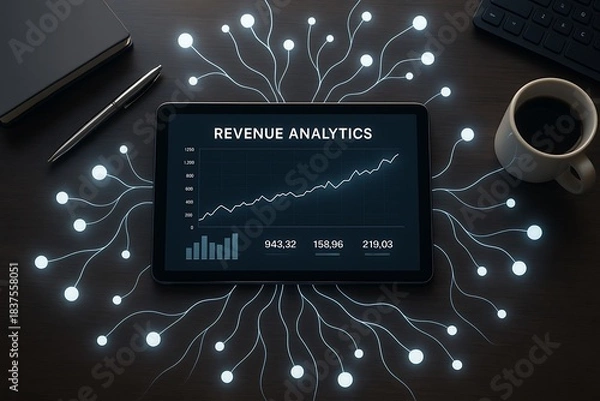 Obraz Revenue Analytics Dashboard on Tablet with Data Connectivity