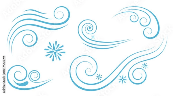 Fototapeta Set with ornamental elements, curls. Vector llustration. Calligraphy decoration.