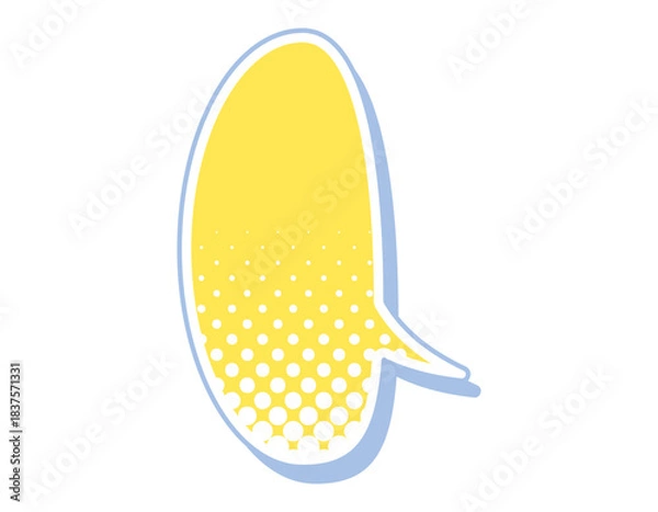 Obraz アメコミ吹き出し　ドット柄・カラフルな影　縦長楕円　黄色