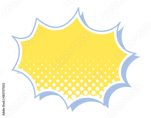 Obraz アメコミ吹き出し　ドット柄・カラフルな影　トゲトゲ　黄色