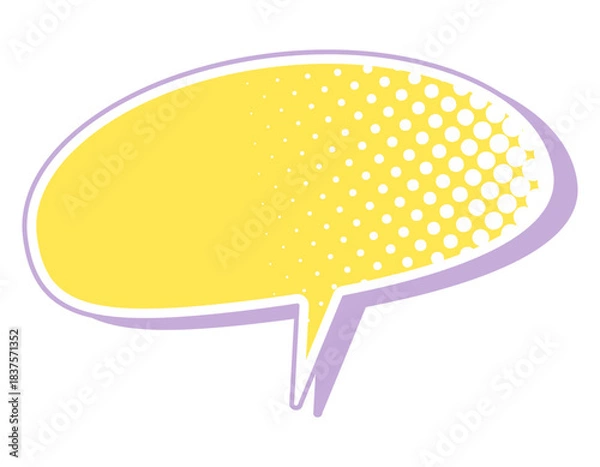 Obraz アメコミ吹き出し　ドット柄・カラフルな影　横長楕円　黄色