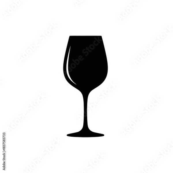 Obraz Elegant black silhouette of a classic wine glass perfect for menus logos or beverage design concepts