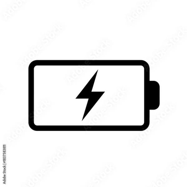 Obraz Essential black and white battery charging icon signaling immediate power up status for digital interfaces and apps