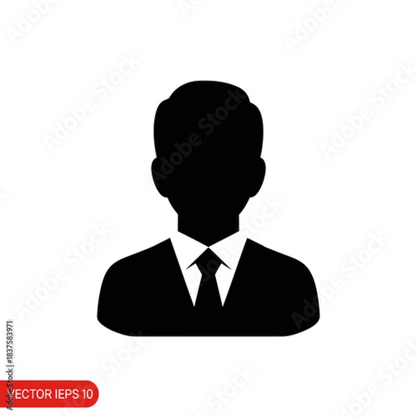 Obraz Professional silhouette icon representing a confident businessman or male user profile ready for corporate design projects