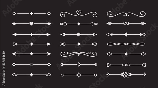 Fototapeta Collection of Ornate Vintage Decorative Line Dividers and Ornaments