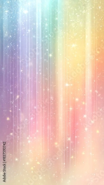 Fototapeta Ethereal pastel night where stardust dances through waves of lavender, peach, and golden glow