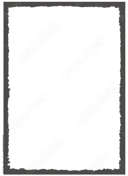 Fototapeta Abstract Dark Grey Irregular Frame Border on White Background with Copy Space