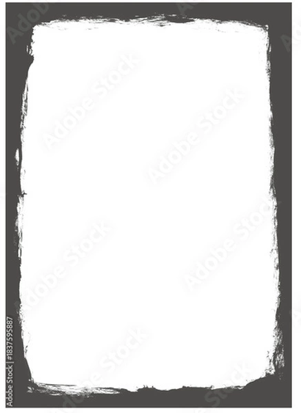 Fototapeta Abstract Dark Gray Frame with Irregular White Interior and Jagged Edges for Design