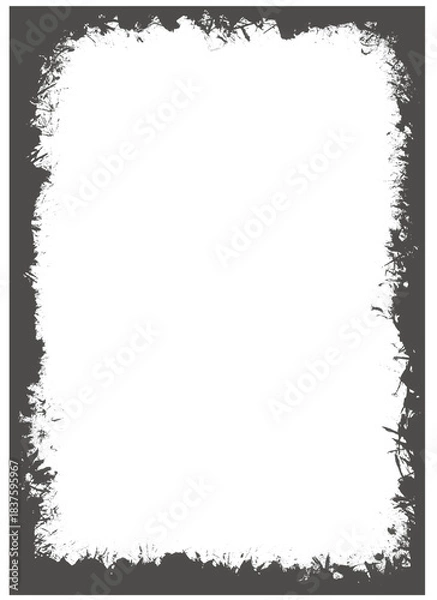 Fototapeta Abstract Dark Grey Irregular Frame on White Background with Copy Space