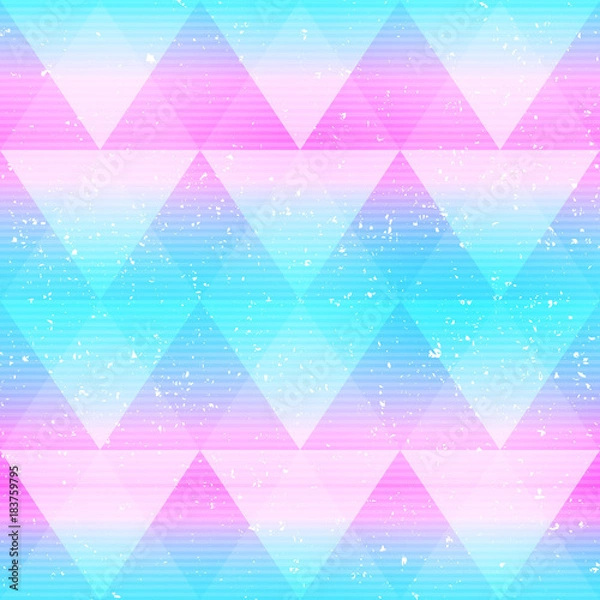 Fototapeta Bright triangles seamless pattern with grunge effect