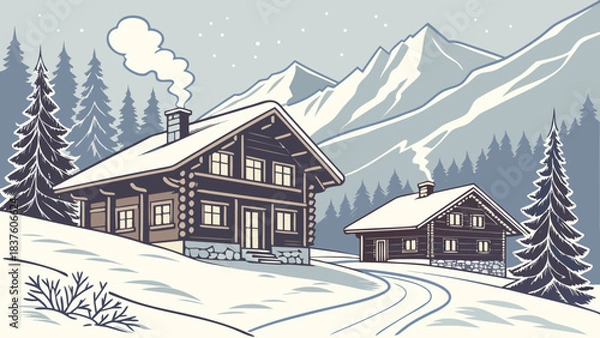 Obraz winter landscape with house