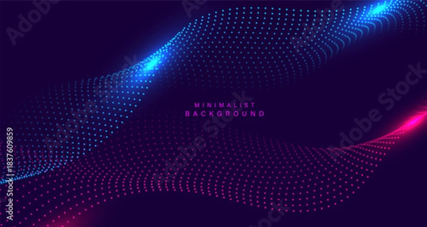 Obraz Abstract technology background with flowing halftone wave patterns.