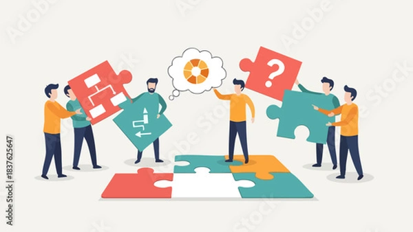 Obraz Teamwork and Collaboration Building a Complex Project Together.