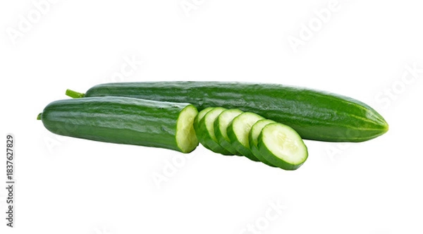 Obraz Fresh Cucumber and slices transparent png