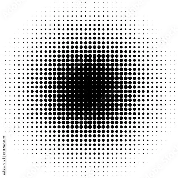 Fototapeta Abstract Dot Pattern A Circular Gradient of Black Dots on a White Background