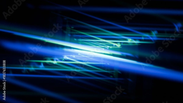 Obraz Blue green abstract futuristic digital technology background 4k artificial intelligence, cyber data backdrop