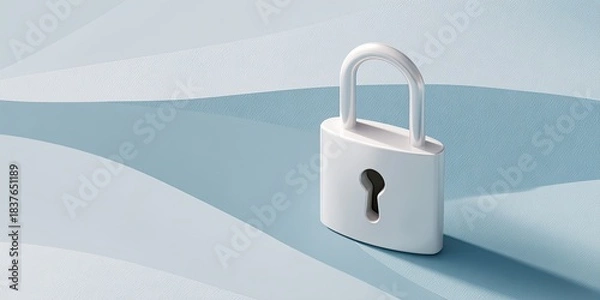 Obraz White padlock on blue wave background