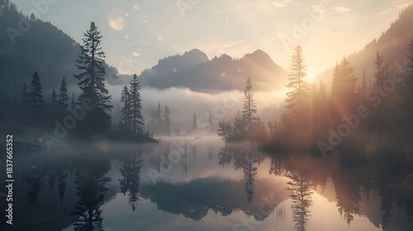 Obraz sunrise over the mountains