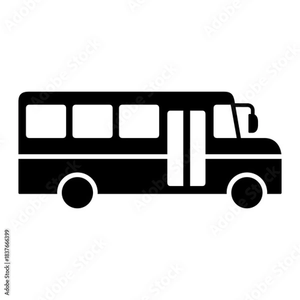 Fototapeta School Bus Icon Transportation Solid Style