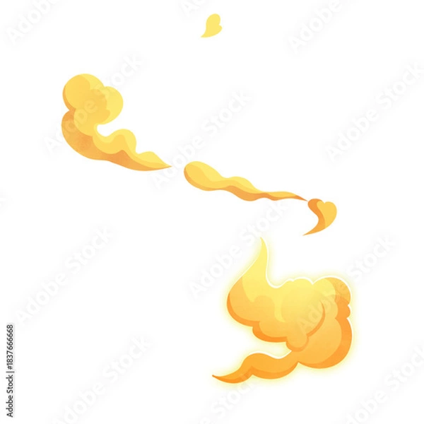 Fototapeta Yellow Cartoon Smoke Cloud Effect with Soft Glow