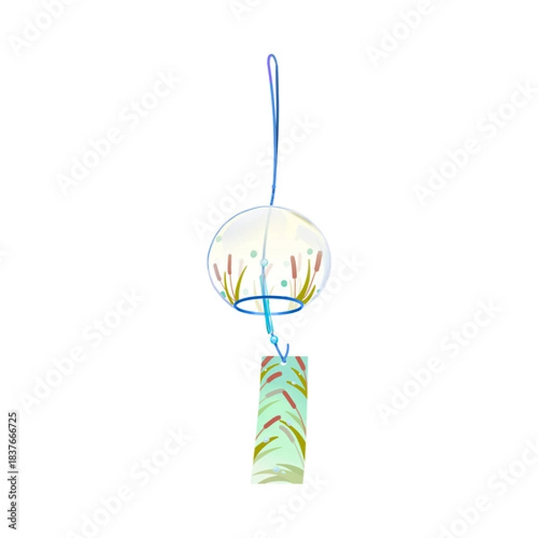 Fototapeta Transparent Japanese Wind Chime Furin Illustration with Soft Colors