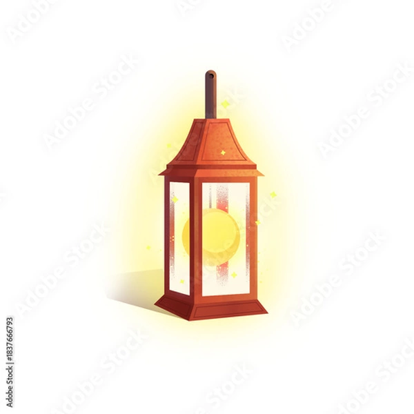 Fototapeta Glowing Decorative Lantern Illustration with Warm Light Effect