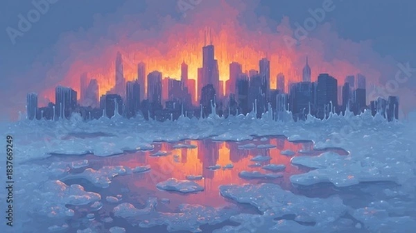 Obraz Cityscape at Sunset Reflection.