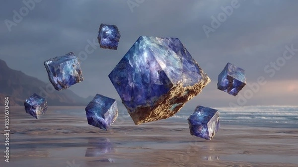 Obraz Crystals Floating Above Water.