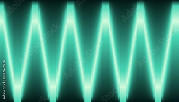 Fototapeta Abstract Neon Teal Zigzag Light Wave Pattern Background