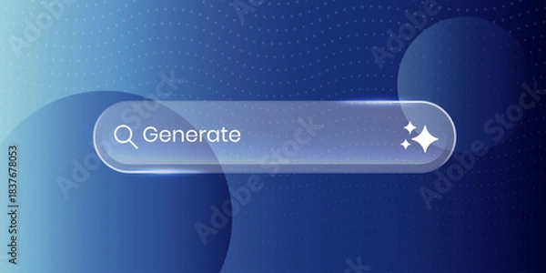 Fototapeta Modern generative AI liquid glass button element with generate symbol. Arificial intelligence user interface element for ui ux design.