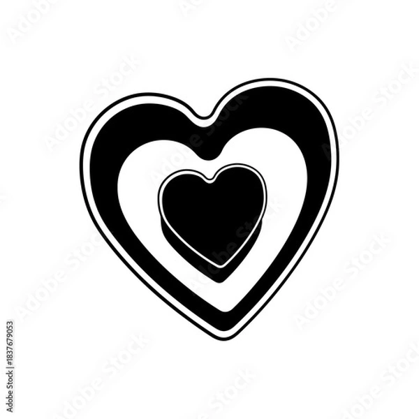 Fototapeta Nested heart silhouette vector icon representing love affection and romantic feelings isolated on white background