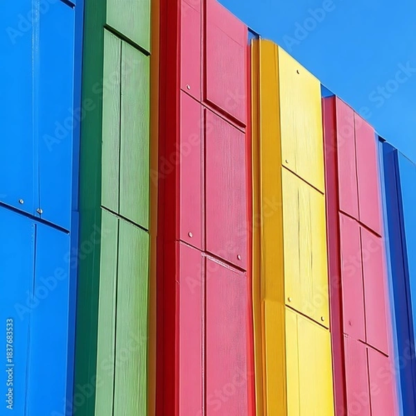 Obraz Vibrant colored panels on building facade