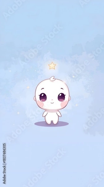 Obraz Cute Chibi Illustration with Stars