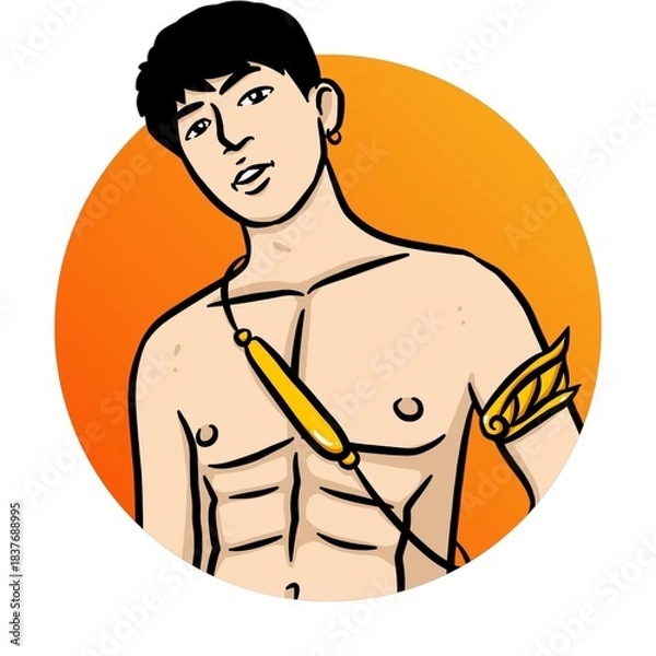 Obraz man cartoon in circle shape